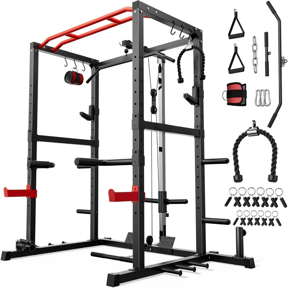 Pulley Home Gym - Rak Squat Power Cage Multi-Fungsi dengan