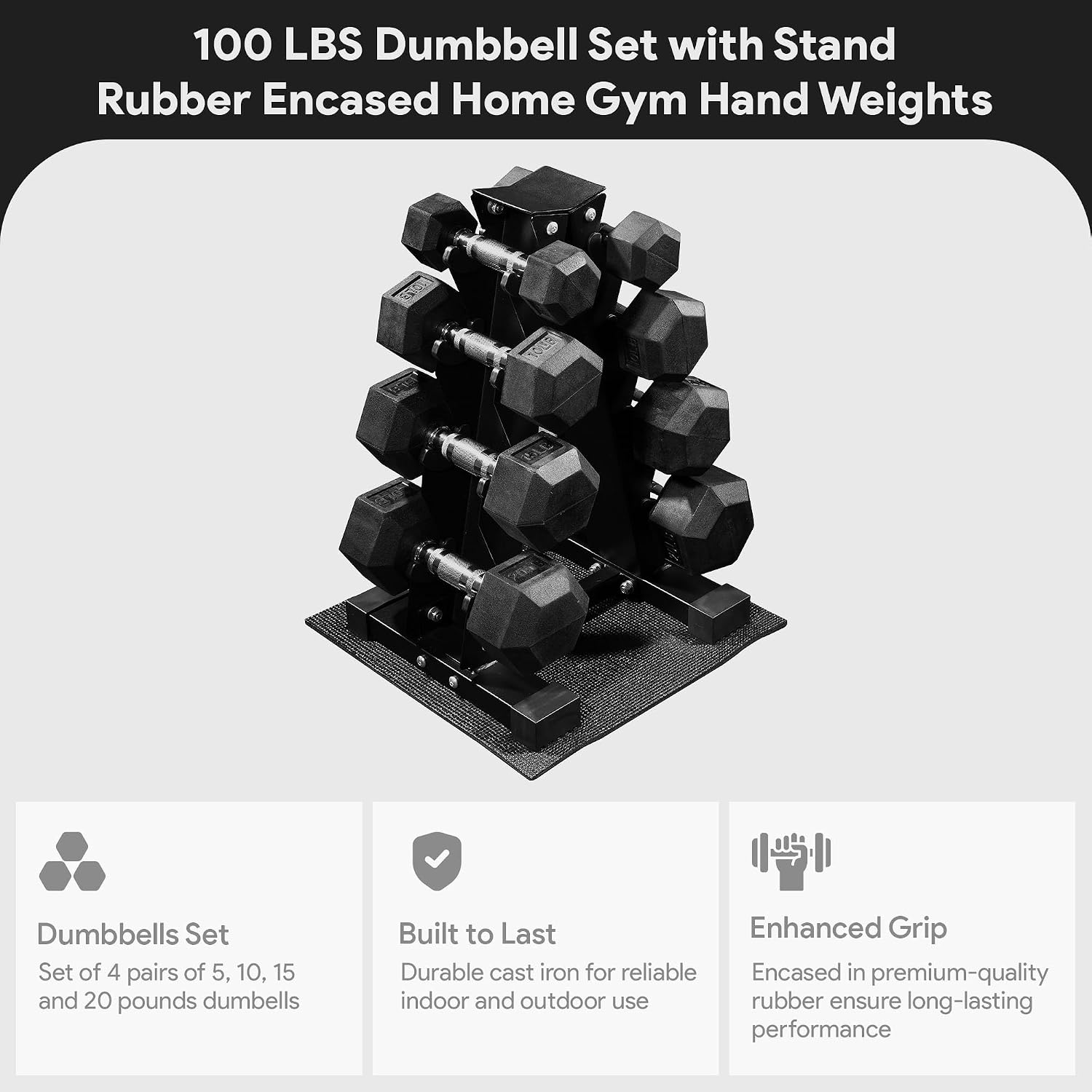 Home Gym Dumbbell Workout - Set Dumbbell Hexagonal Berlapis Karet, Pilihan
