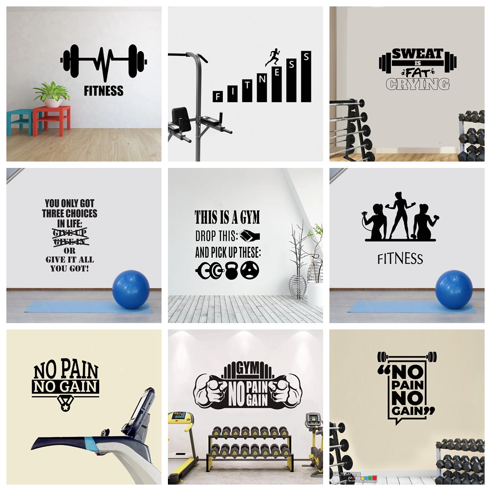 Home Gym Furniture - Stiker dinding budaya GYM, 1 buah