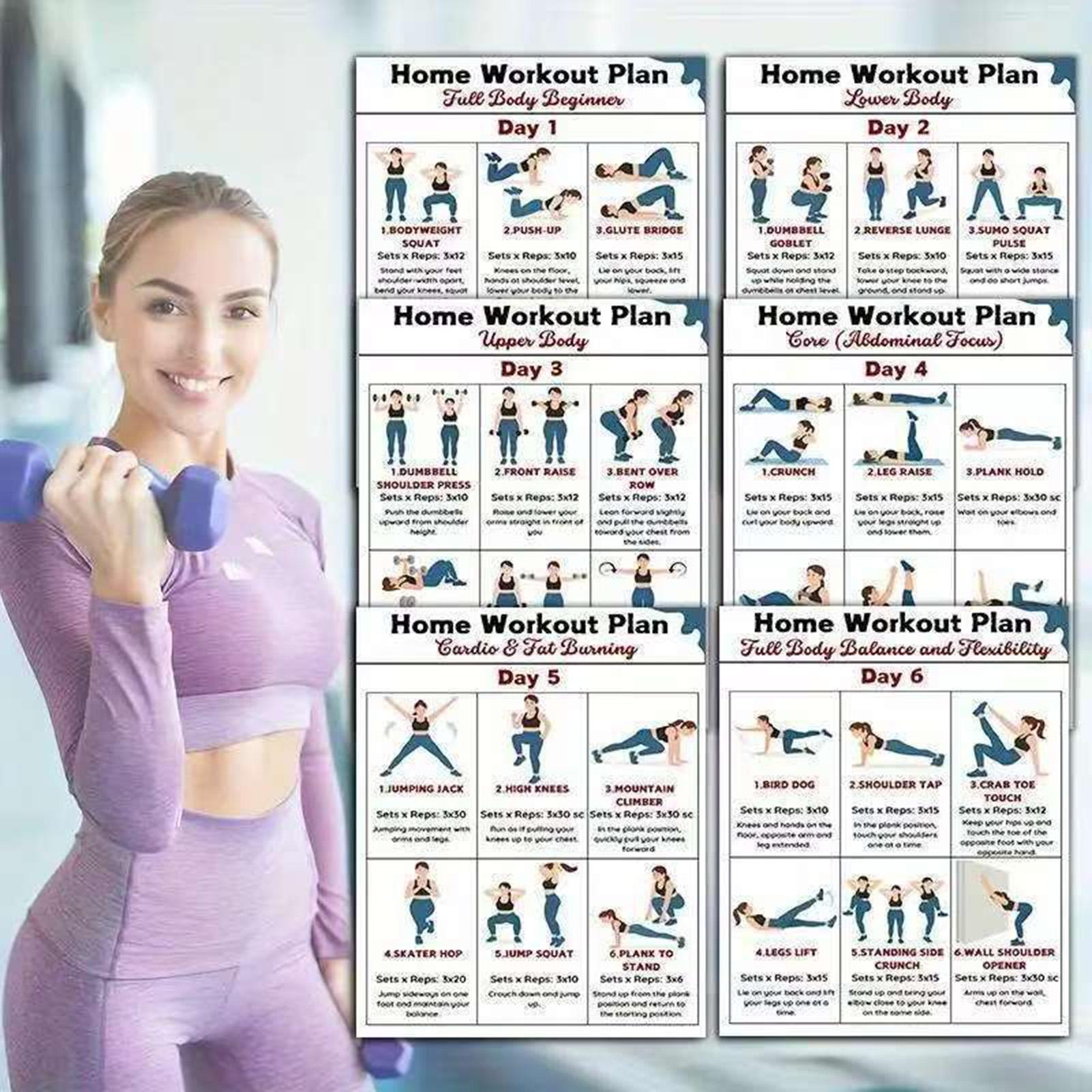 Home Gym Dumbbell Workout - 6 Buah Poster Latihan Peregangan Dumbbell