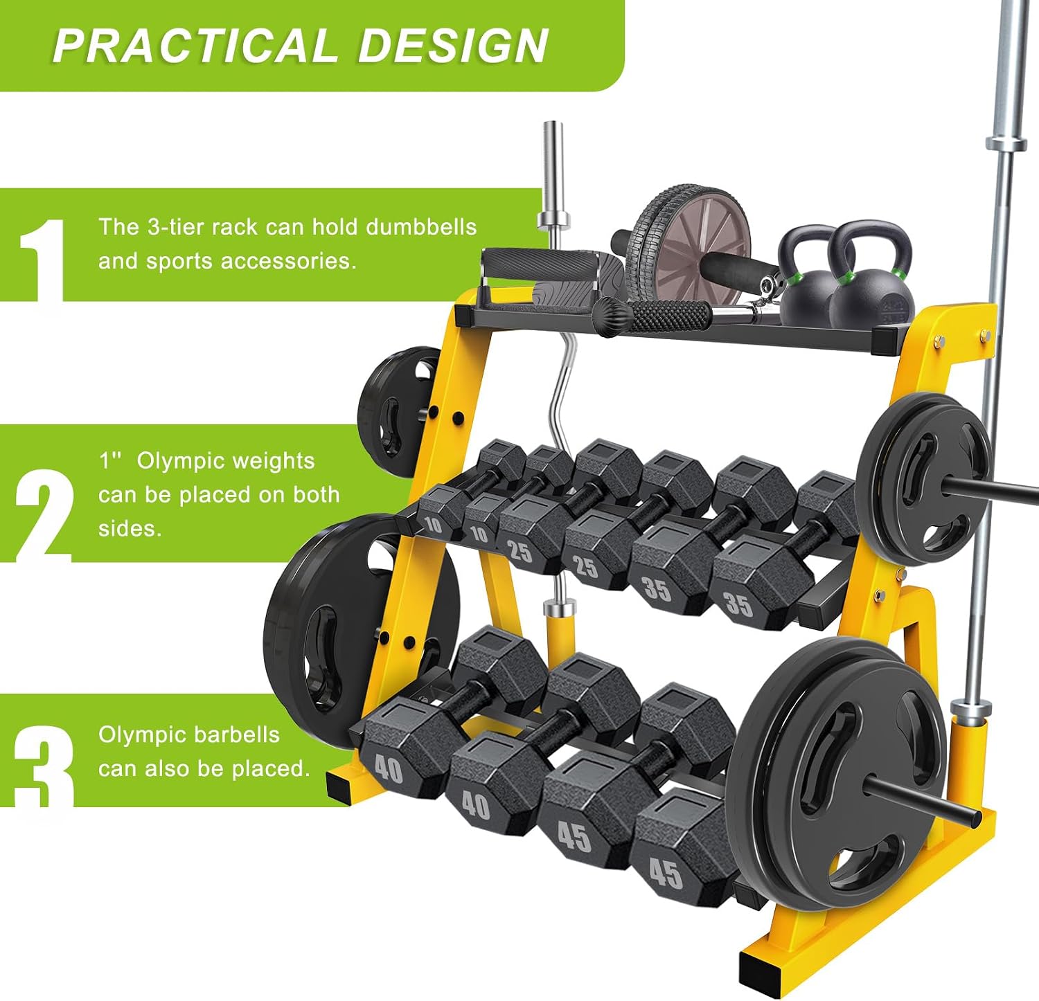 Rak Dumbbell Tiga Tingkat Heav - Home Gym Kettlebells ulasan dan harga
