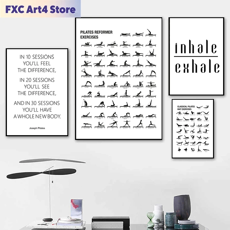 Poster Bagan Latihan Pilates T - Home Gym Decor ulasan dan harga