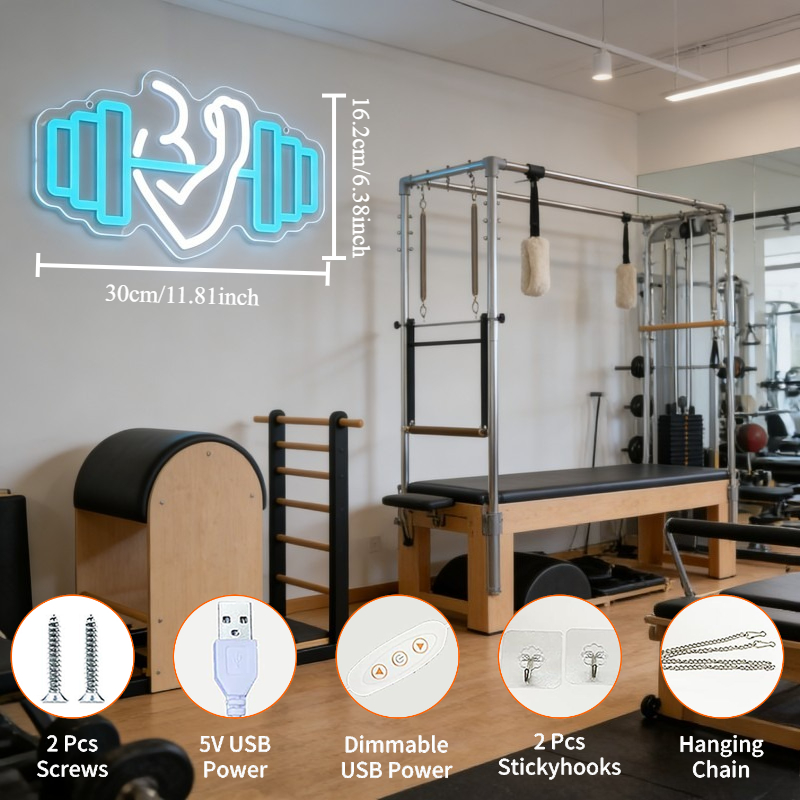 Lampu LED Neon Sign Bicep Dumb - Home Gym Dumbbell Workout ulasan dan harga